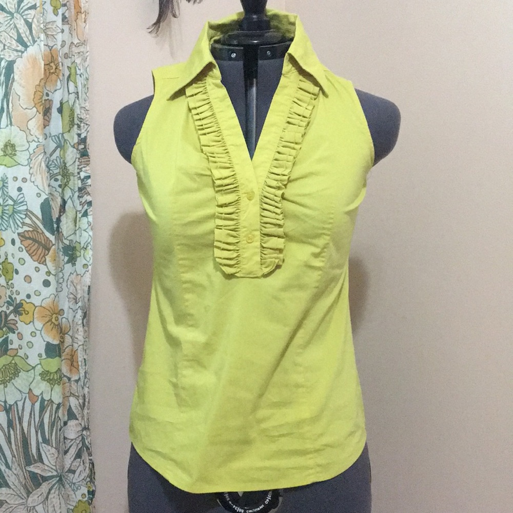 Ruffled Greenish-yellow Blouse